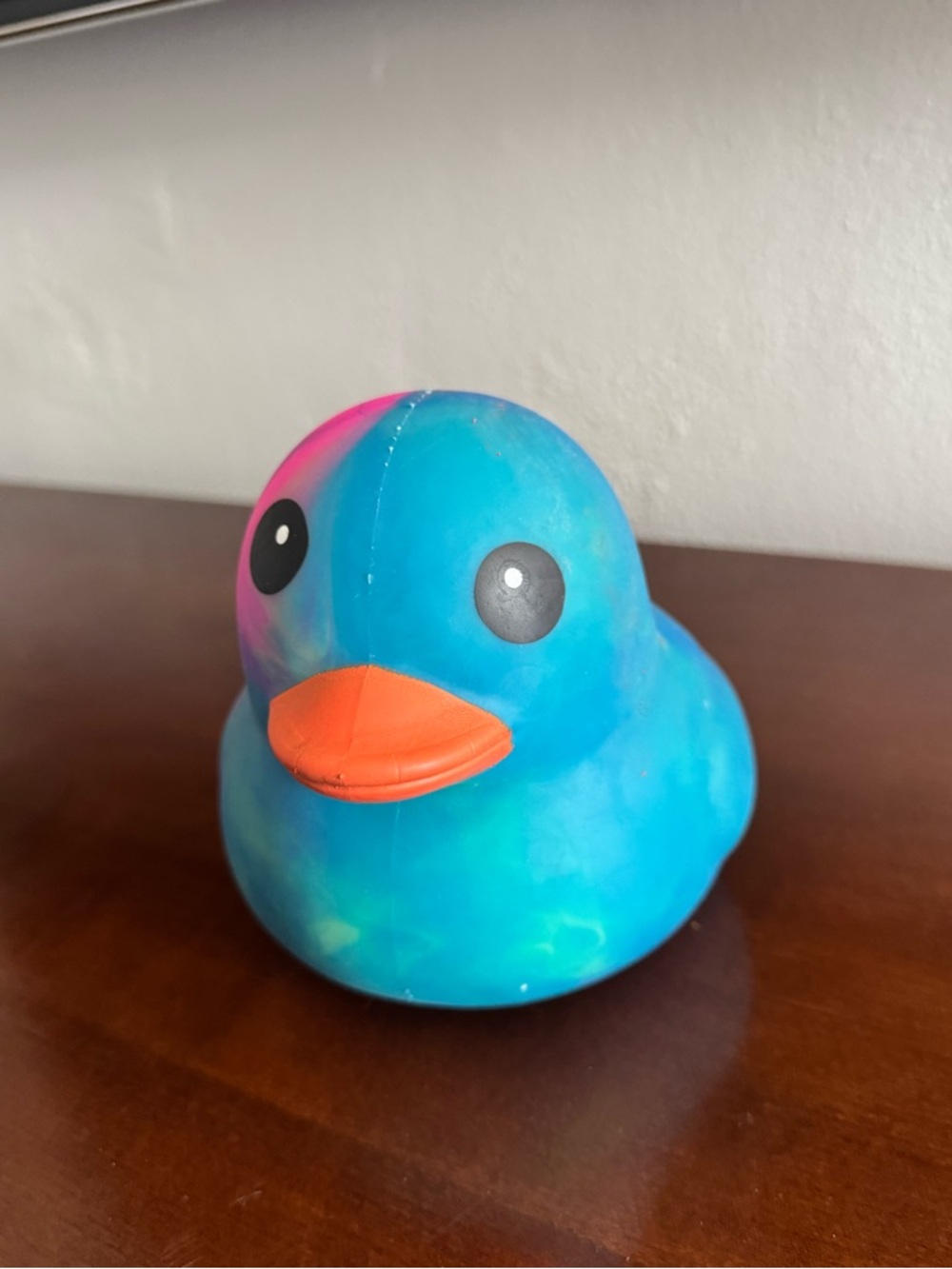 Jumbo Squishy Toymendous Blue multicolor Tie-Dye Rubber Duck with Orange Beak